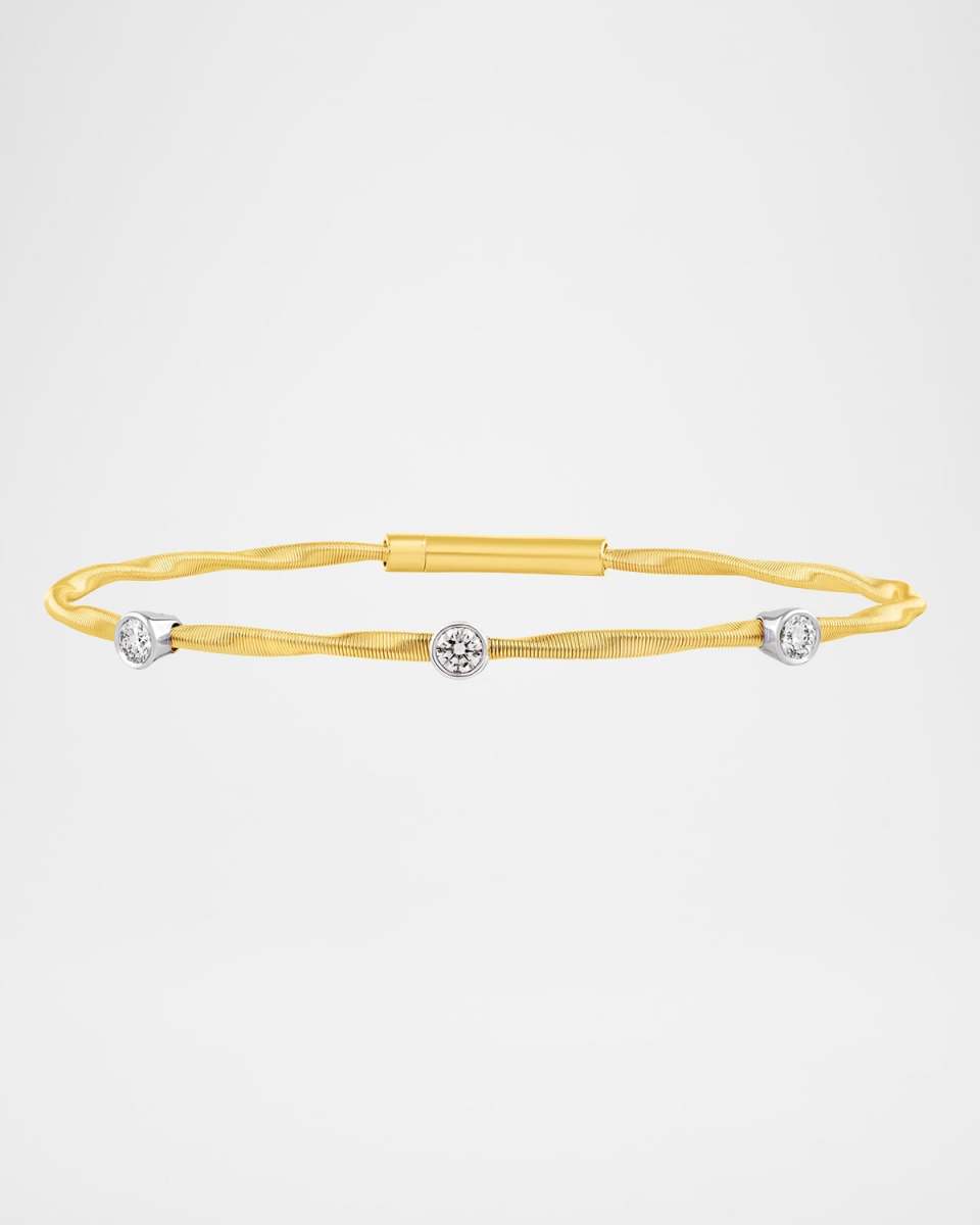 Twisted Wire 3-Stone Diamond Bangle in 18K Gold